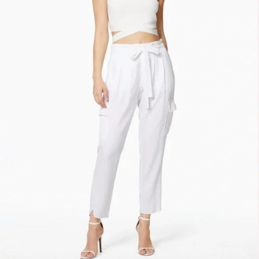 RAMY BROOK Pants Size M NEW $295 Satin Pocket Allyn Pant Ivory White Sheer